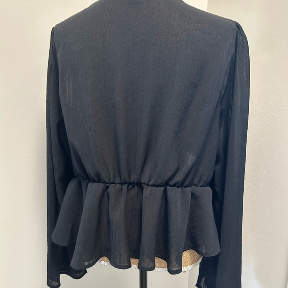 Black Ruffle Tie-Front Blouse - Picture 2 of 2